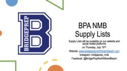 BPA NMB Supply Lists